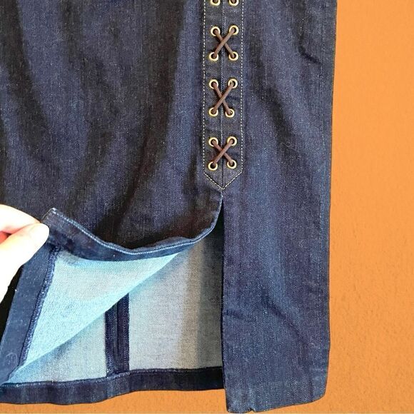 Y2K Ralph Lauren denim pencil skirt with lace up detail - Picture 4 of 10